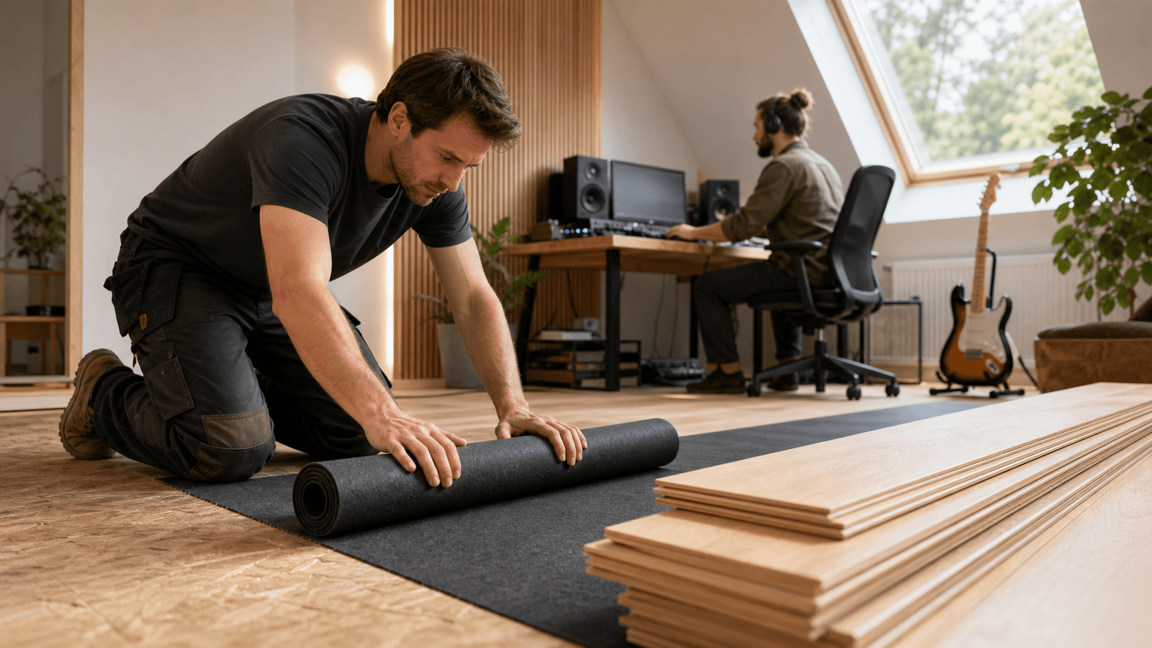 Leveraging Acoustic Underlay for Quieter Upstairs Home Studios